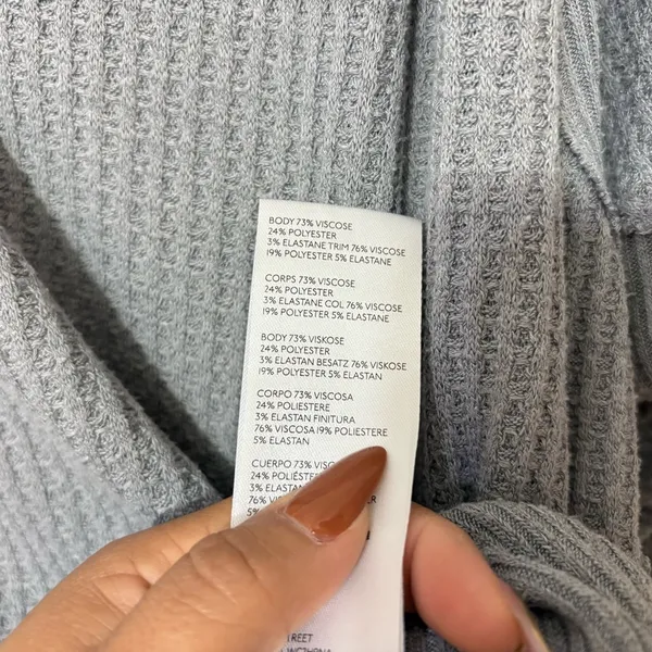 Free People We The Free Santa Clara Thermal Top Gray Oversized M - Image 9