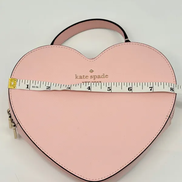 Kate Spade Love Shack Heart Bag Women Small Chalk Pink Leather Top Handle Purse - Image 8