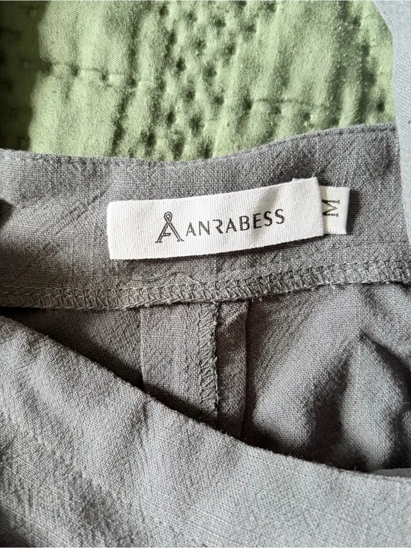 ANRABESS Medium Slate Blue Linen Blend Sleeveless Wide Leg Overalls Jumpsuit - Image 5