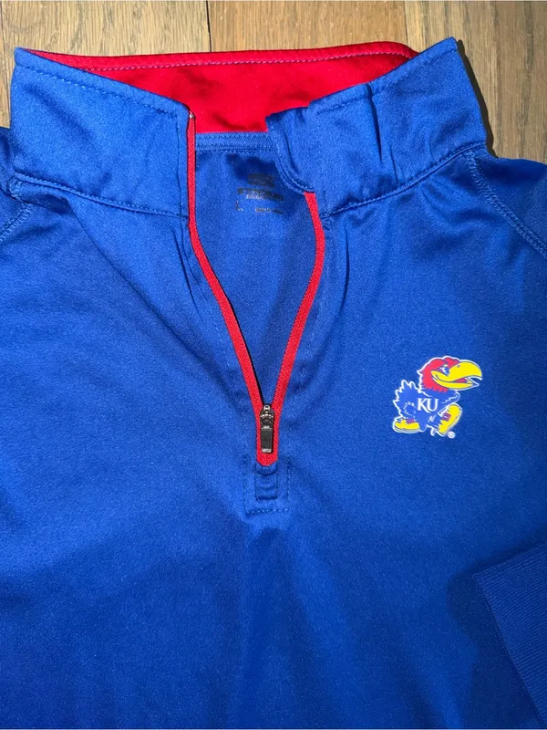 Women’s KU Kansas Jayhawks long sleeve quarter zip shirt size Large - Image 2