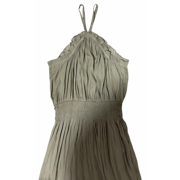 Miou Muse Halter Neck Ruffle Dress Khaki Green Women's Size‎ Medium - Image 3