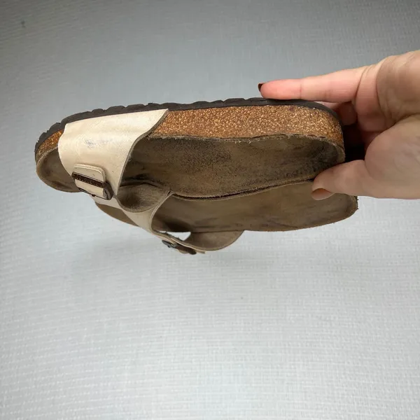 Birkenstock Madrid Sandals Cream‎ Leather Cork Footbed Slip On Size 36 EU 230 - Image 3