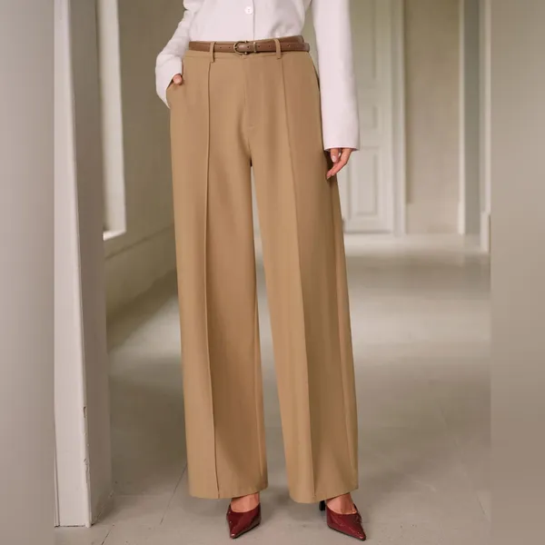 Rihoas Khaki Natural Waisted Pocket Straight Pants - Image 2