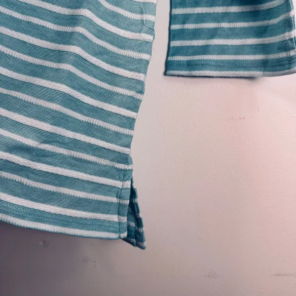 Croft & Barrow Aqua Blue White Striped Boatneck 3/4 Sleeve Top XL WC81K020RR - Image 6