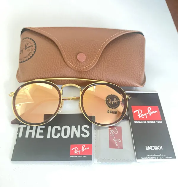 Rayban Sunglasses Round Double Bridge Gold Size 51mm - Image 2