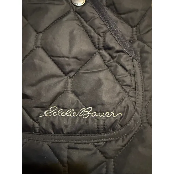 Eddie‎ Bauer Quilted Vest Women Large Black Excellent Full Zip Diamond Pattern - Image 5