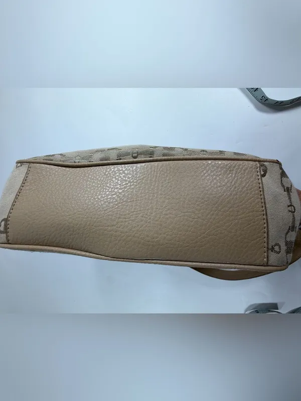 Etienne Aigner Monogram Canvas Shoulder Bag‎ Tan Logo Y2K Baguette Purse - Image 11