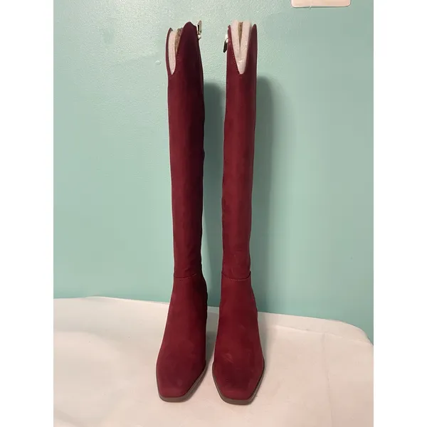 Jessica Simpson Ravyn Women's Over-The-Knee Zipper Boots Burgundy Size‎ 5 - Image 2