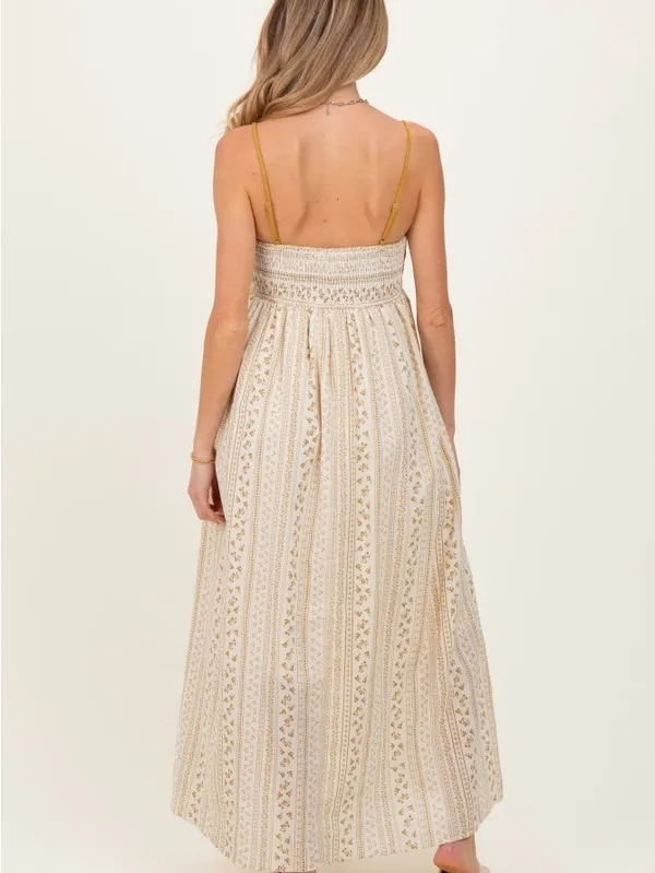 Gold Bohemian Crochet Cotton Maxi Dress - Image 3