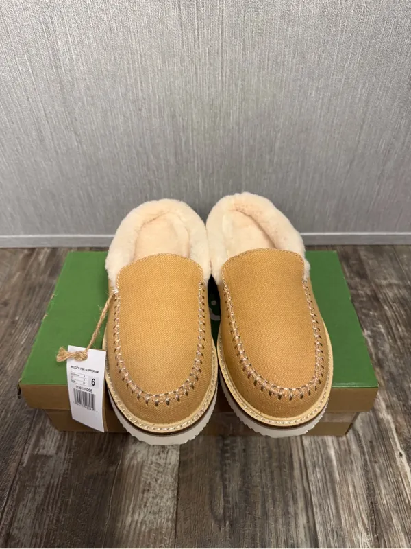 Sanuk Women's Tan Canvas Shearling-Lined Mules Size 6 - Image 7