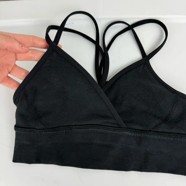 Lululemon Superb Bra Sz 4 Black Practice Cotton Strappy Open Back - Image 7