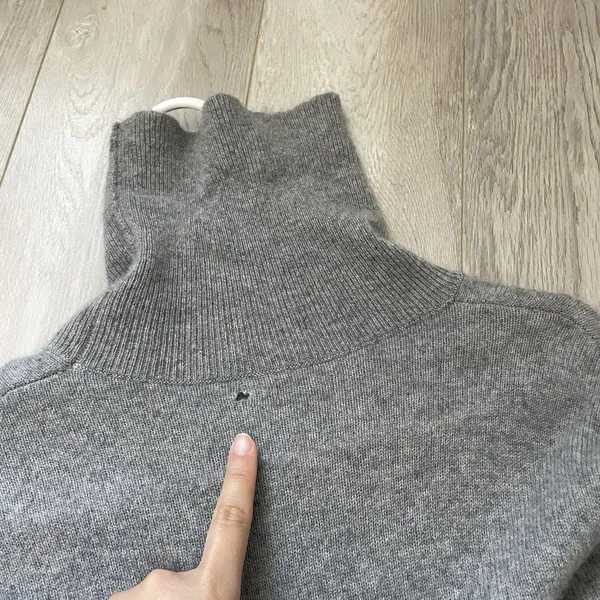 Nordstrom Cashmere Sweater turtleneck long sleeve womens Gray (small) classic - Image 3