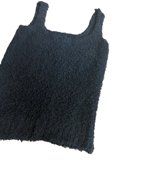 Skims Cozy Knit Fuzzy Teddy Sherpa Tank Top Black Onyx Stretch Size XS Women's - Image 9
