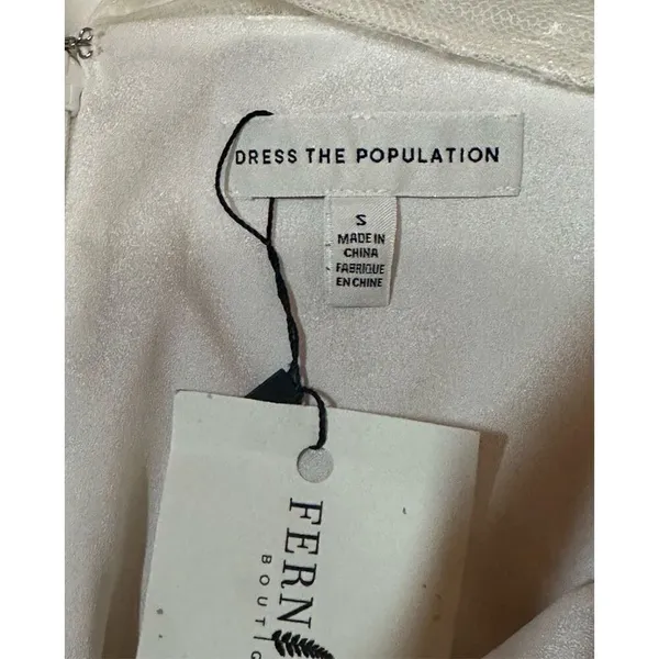 NEW Dress the Population gorgeous flowy white tan wedding formal dress sz S‎ - Image 3