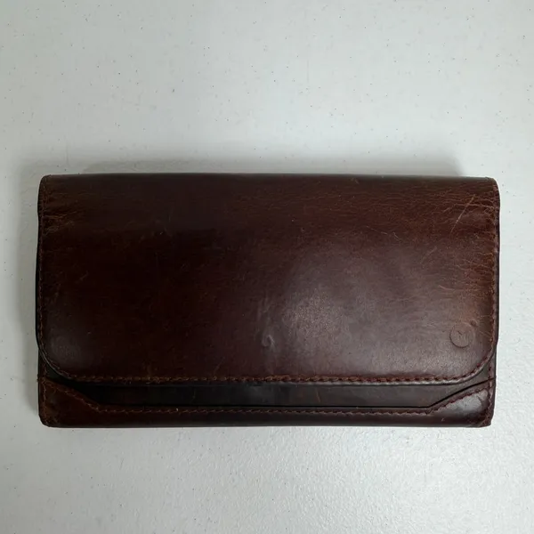 Brown Distressed Wallet Leather RFID Blocking Clutch Snap Accordion Organizer - Image 2
