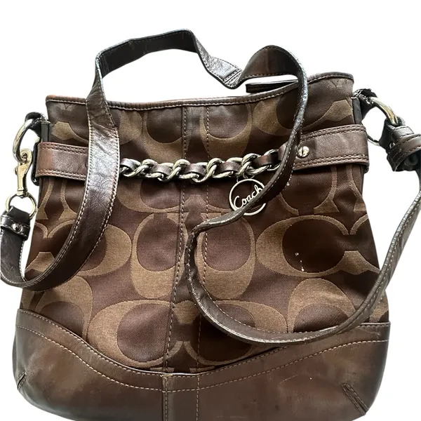 Coach F19730 Signature Optic Chain Crossbody /‎ Shoulder Bag – Chocolate Brown - Image 7