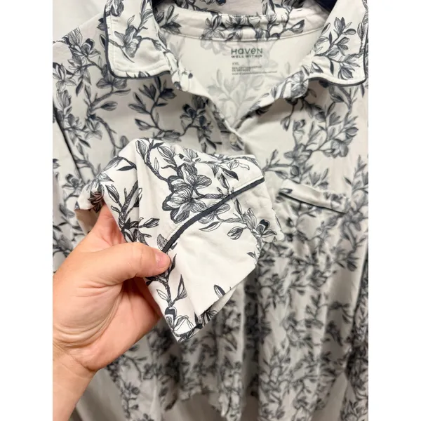 Haven Well Within $78 Women's XXL Organic Cotton Jersey Magnolia Pajama Shirt - Image 5