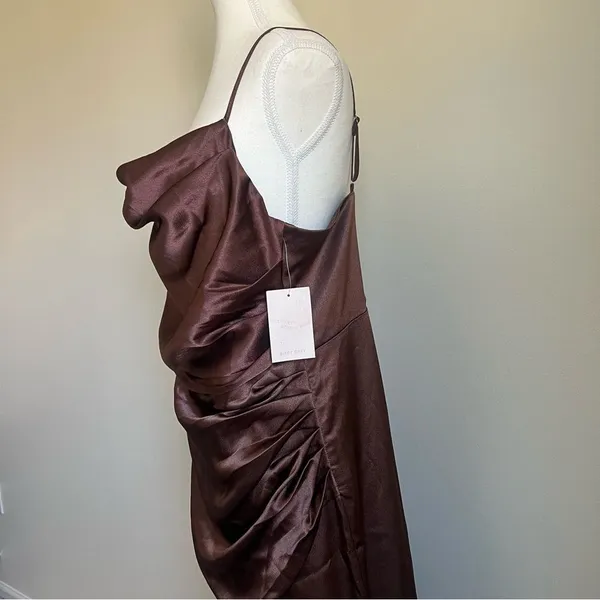 Birdy Grey Lydia Shiny Satin Chocolate Brown Maxi Dress NEW Size XXL Bridesmaid - Image 7