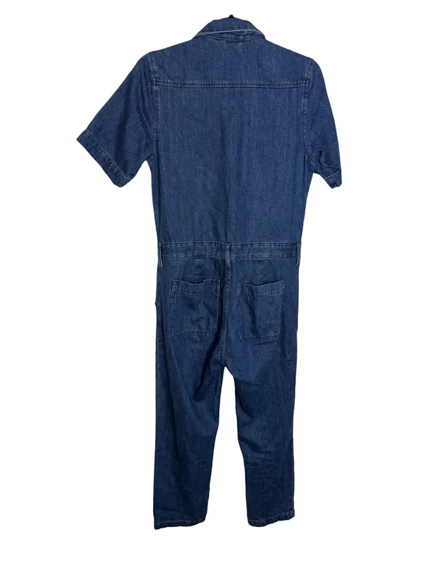 👖 Everlane The Short-Sleeve Denim Overall Jumpsuit Size 2 👖 - Image 4