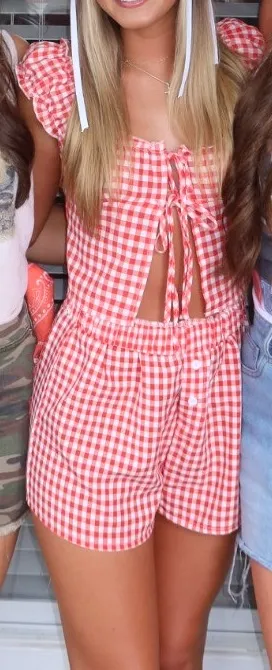 Gingham Red Set Shein - Image 3
