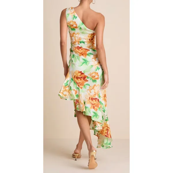 NWT Lulus Medium Divinely Blooming White Multi Floral One-Shoulder Midi Dress - Image 2