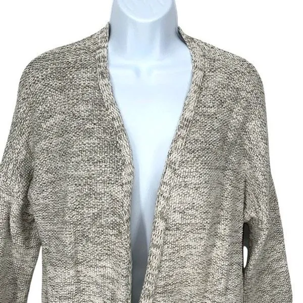 LOFT Outlet Womens Cotton Fringe Hem Open Front Cardigan Sweater Gray Size Small - Image 2