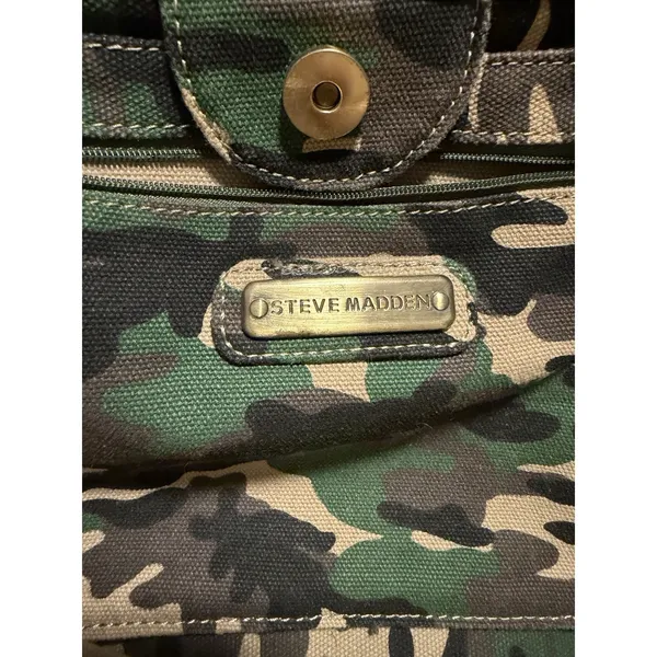 Steve Madden‎ Camo Green Tote Bag Camouflage Gold Studs Gorpcore Urban Punk - Image 6