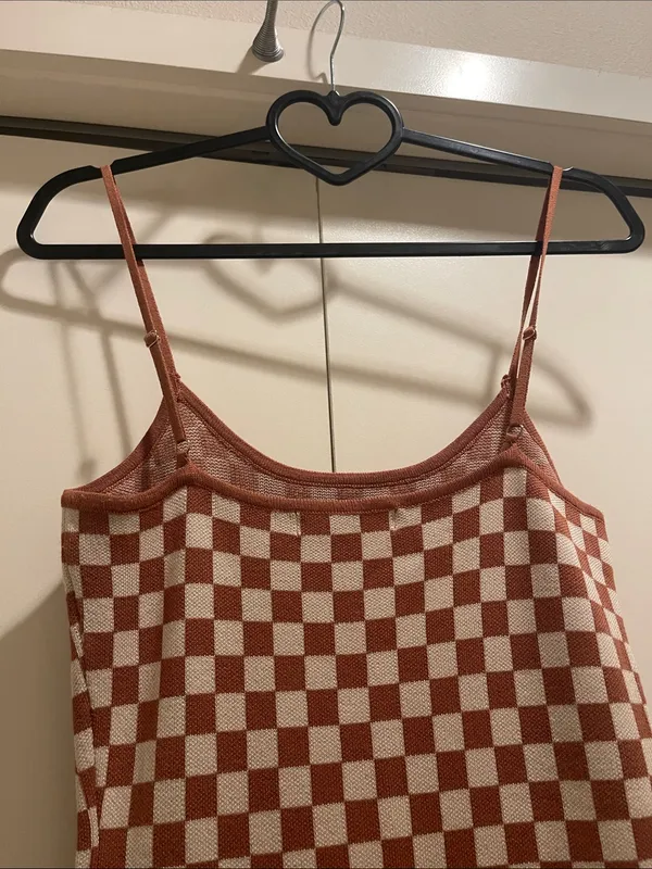 12th tribe brown checkered dress size small #89 - Image 4