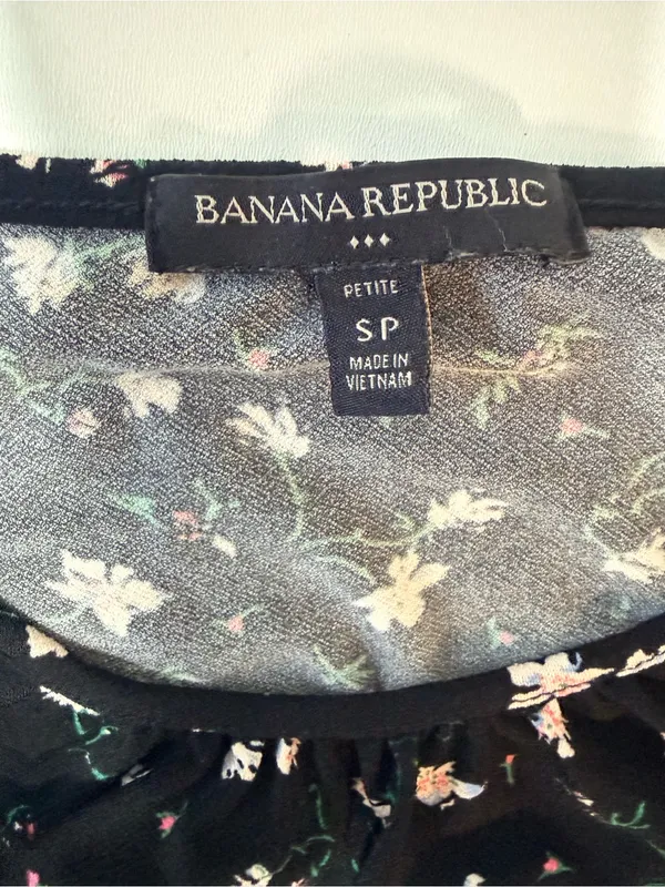 Banana Republic Black Floral Tie-Waist Mini Dress - Image 6
