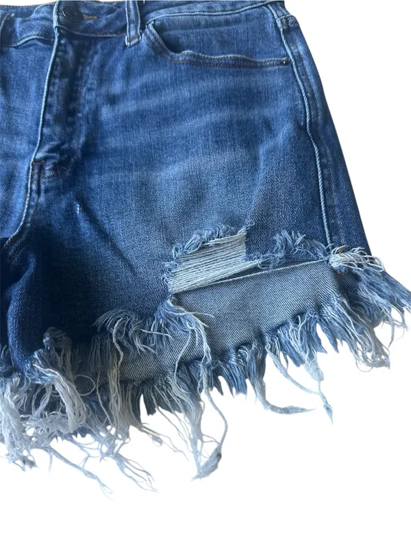 Risen High Rise Distressed Denim Shorts - Image 10