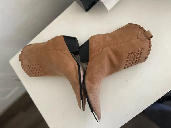 Schutz Alexxa Fringe Pointy Suede Ankle Cowgirl Boots - Image 3
