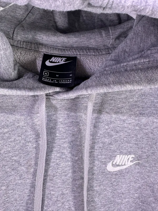 Vintage Nike Light Gray Hoodie White Logo Size Medium - Image 7
