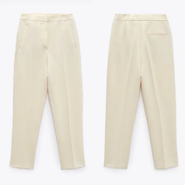 Zara‎ High Waist Trousers in Ivory Size Small - Image 2