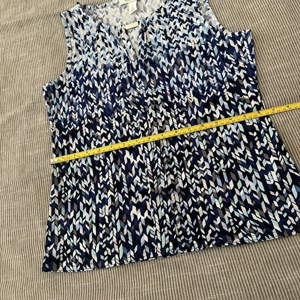 White House Black Market Blue Size S Geometric Tank Top Sleeveless Shirt WHBM - Image 6