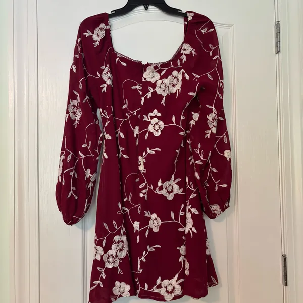 Altar'd State Red Floral Dress Long Sleeve - Image 2