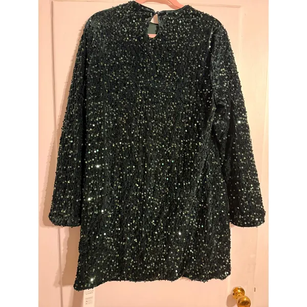 Cupshe‎ Womens Emerald Green Sequin Long Sleeve Mini Dress CAA05A4K078RR Size L - Image 6