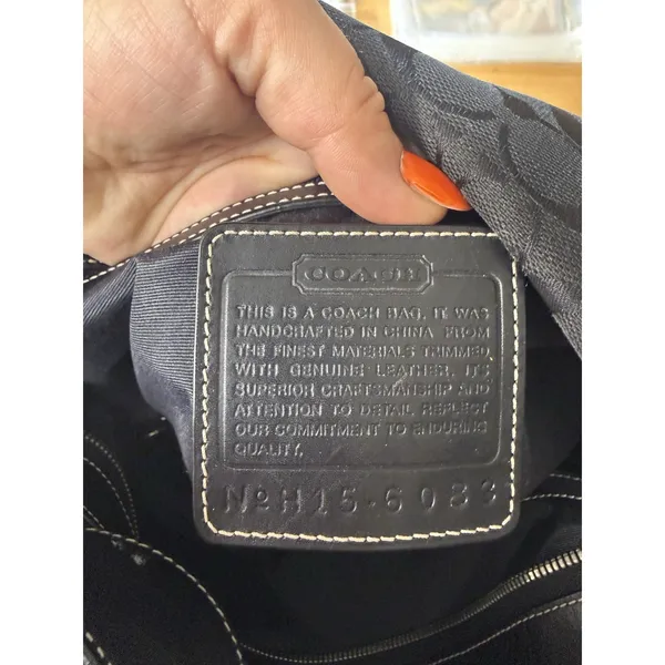 Coach Vintage Signature Monogram C Canvas Hobo/Bucket Bag 02' 6076 Black Y2K - Image 7