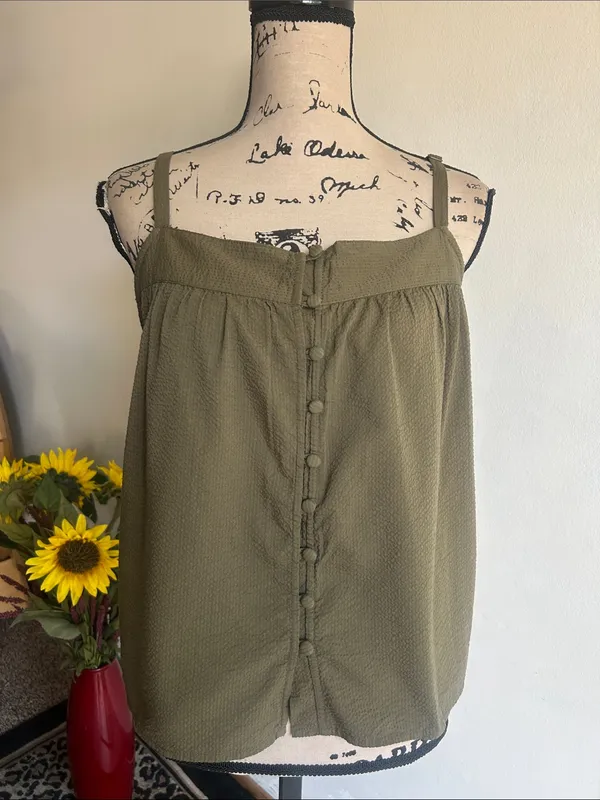 Faherty Sleeveless Olive Green Tank Top Size XS - Image 4