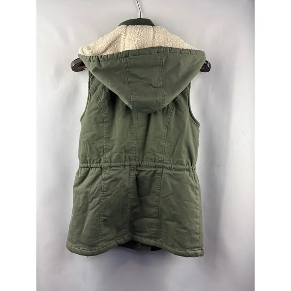 Women’s Market & Spruce Medium Army Green Faux Fur Lined Vest - Image 3