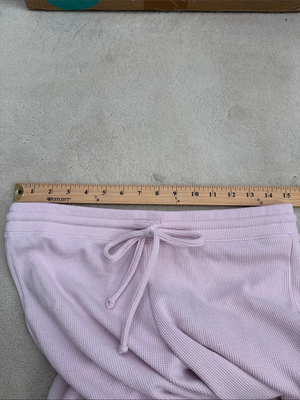Gilly Hicks Mid Rise Flare Cozy Pink Waffle Lounge Pants Size Medium - Image 8