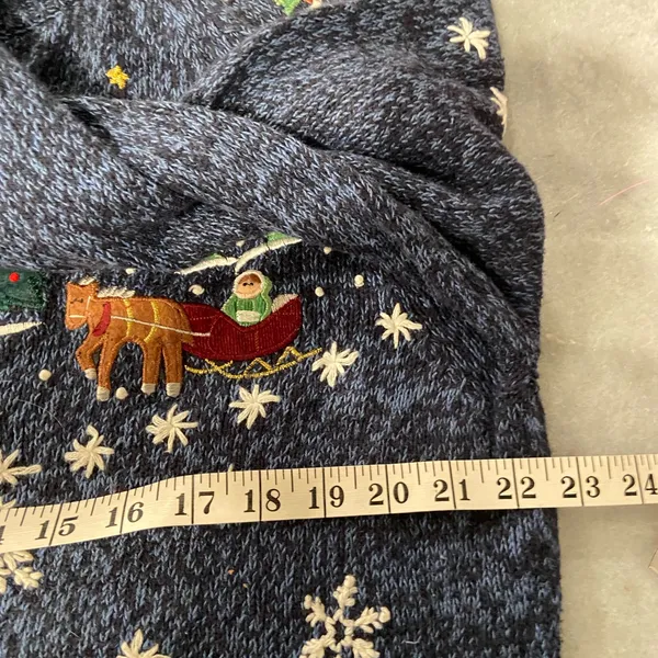 VTG Erika Size PXL Christmas Cardigan Sweater Zip Front Snowman Winter Cotton - Image 10