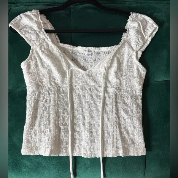 White Urban Outfitters Smocked Women's Crop Top - Image 7