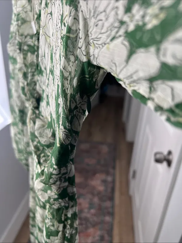 NWT Mango MNG Floral Sheer Green White Romantic Twist Front Midi Dress XS $129 - Image 10