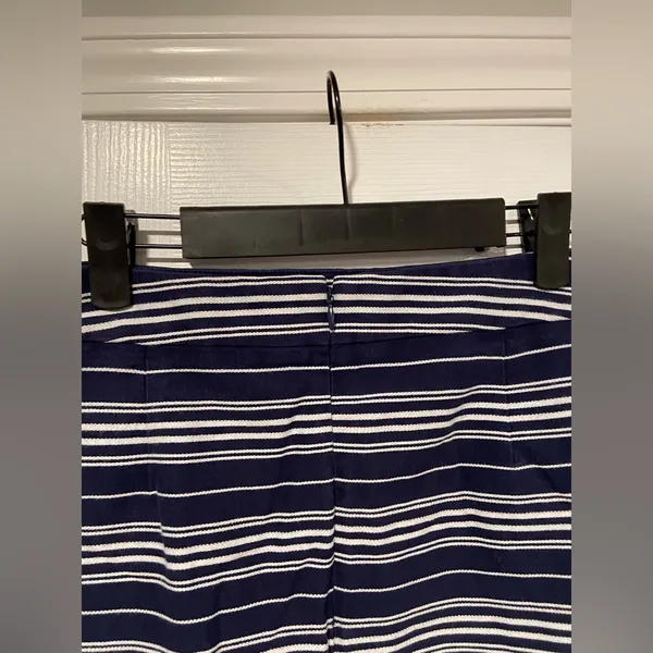 Loft Size 4 Navy Blue White Sailor Stripe Gold Button Cotton Stretch Mini Skirt - Image 8
