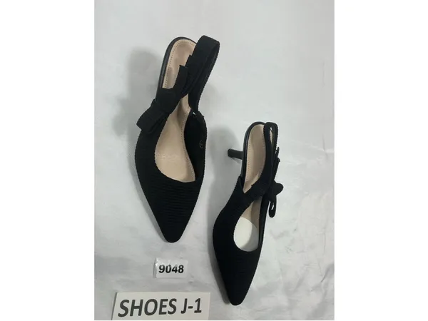 Womans New Coutgo Slingback Pumps Black 5 Kitten Heel Pointed Toe Bow Accent - Image 2