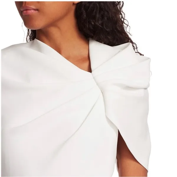 Alice + Olivia Kiro White Ruffle Gathered One Shoulder Wedding Sheath Dress 2 - Image 5
