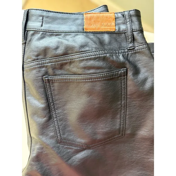 Unpublished Leather Look Wide Leg Pants Size 29 Black Faux Leather Denim Style - Image 2