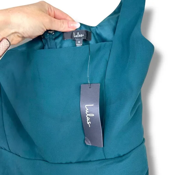 NEW Lulus Glamorous Disposition Emerald Green Square Neckline Ruched Maxi Dress - Image 9
