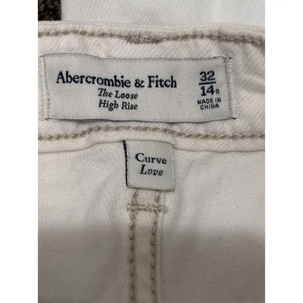 Abercrombie & Fitch Curve Love The 90’s Straight Ultra High Rise White Jeans - Image 7