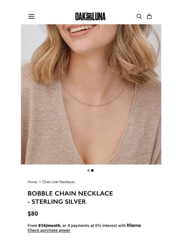 Oak And Luna BOBBLE CHAIN NECKLACE 925 STERLING SILVER - Image 2